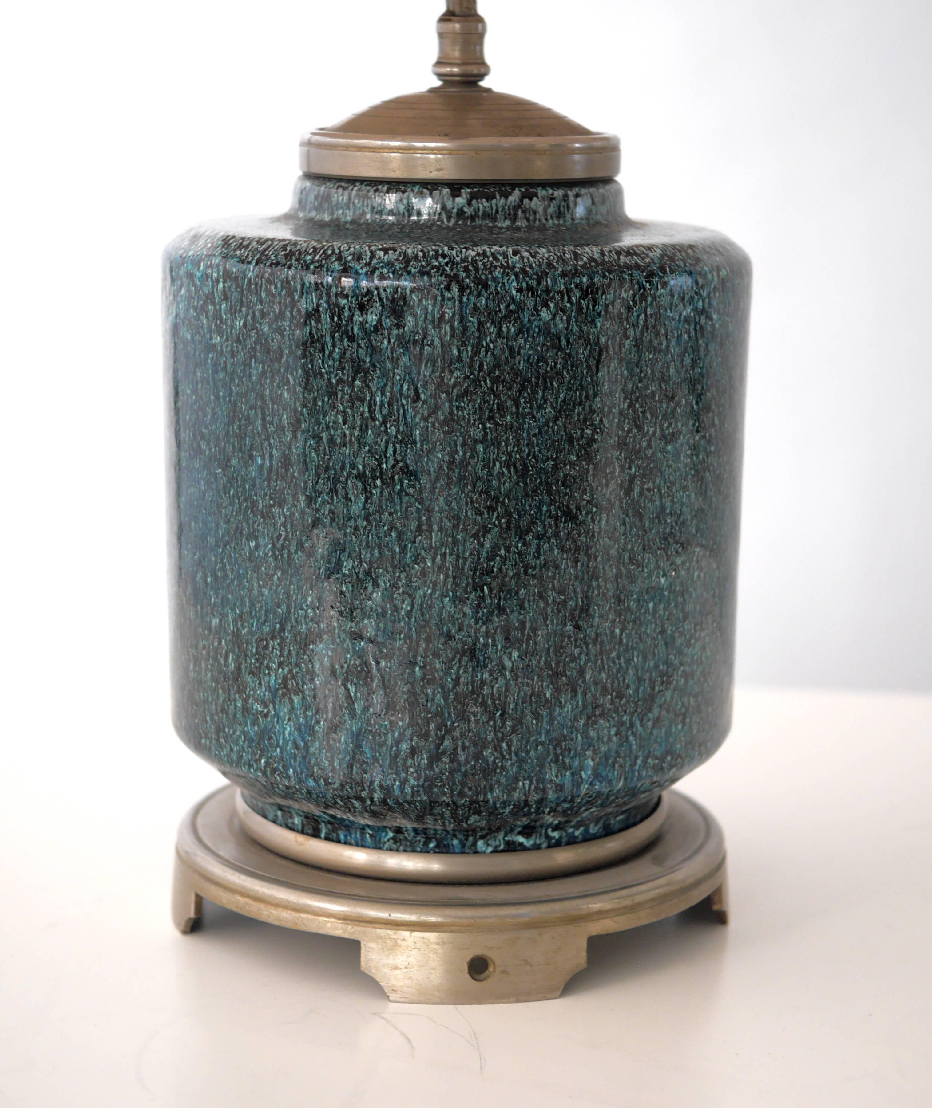 Mid-20th Century French Ceramic Table Lamp For Sale