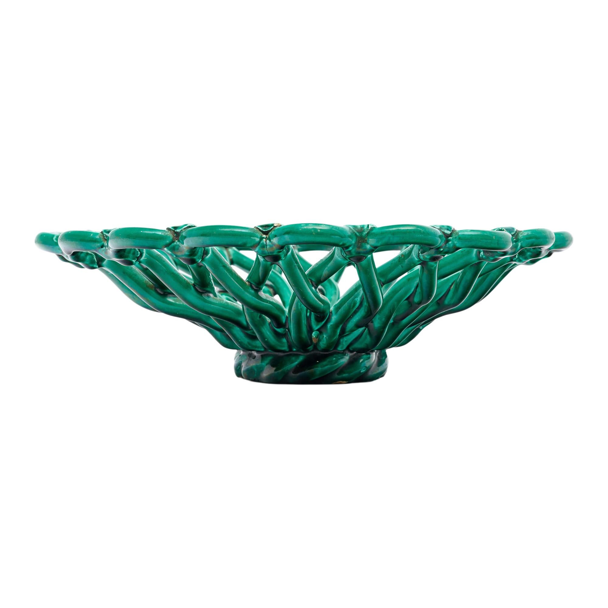 French Ceramic Teal Bowl In Good Condition For Sale In Austin, TX