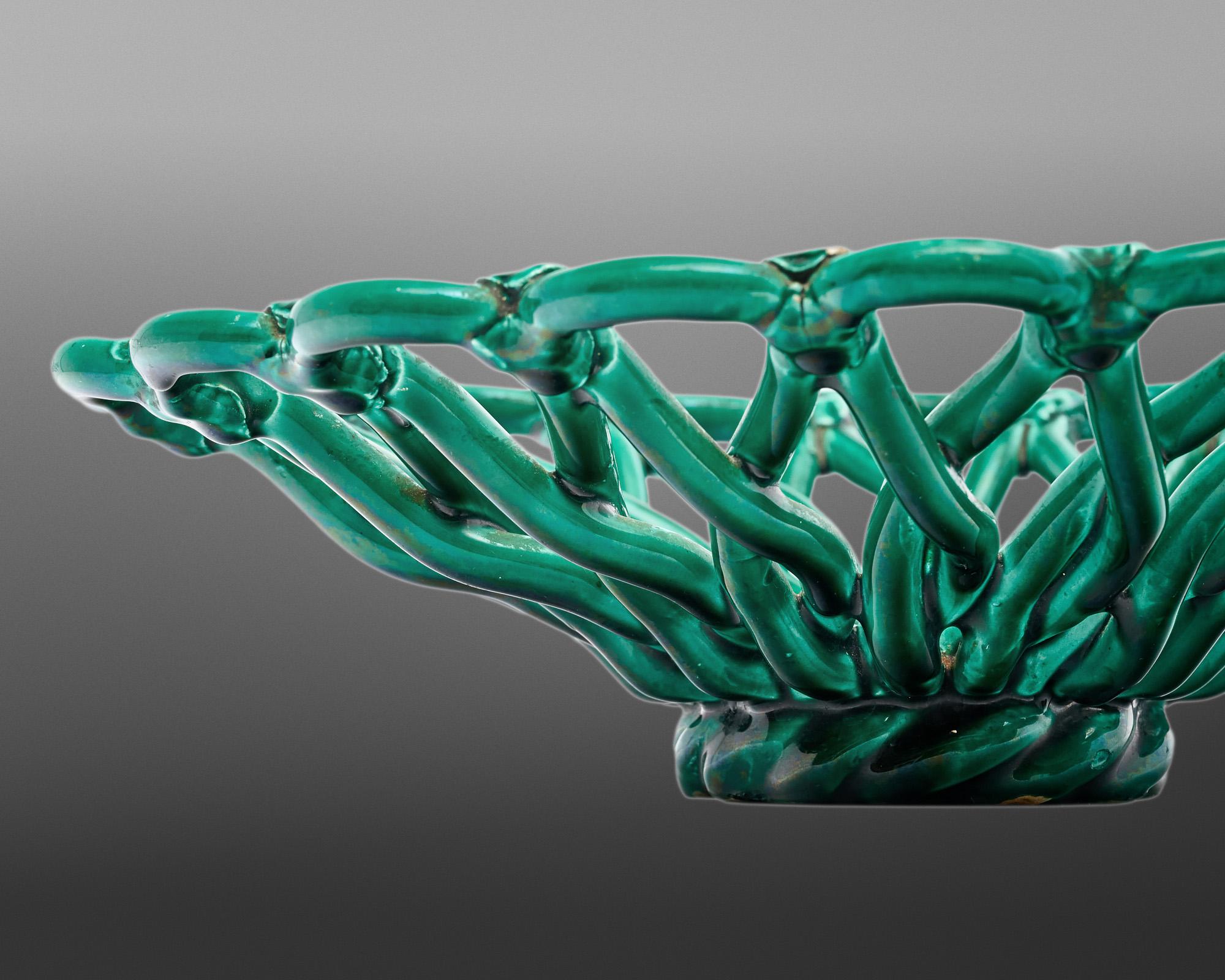 Mid-20th Century French Ceramic Teal Bowl For Sale