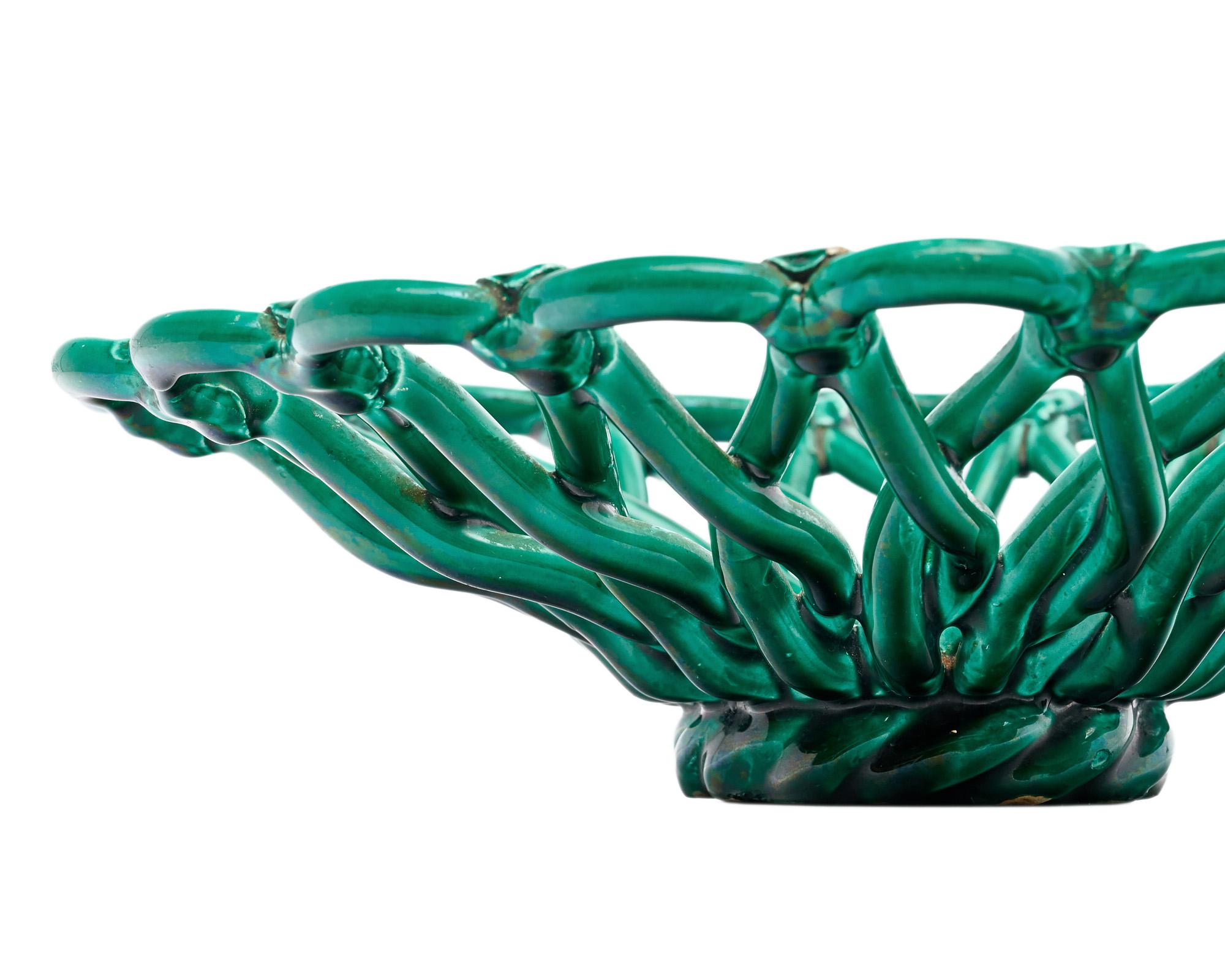 French Ceramic Teal Bowl For Sale 1