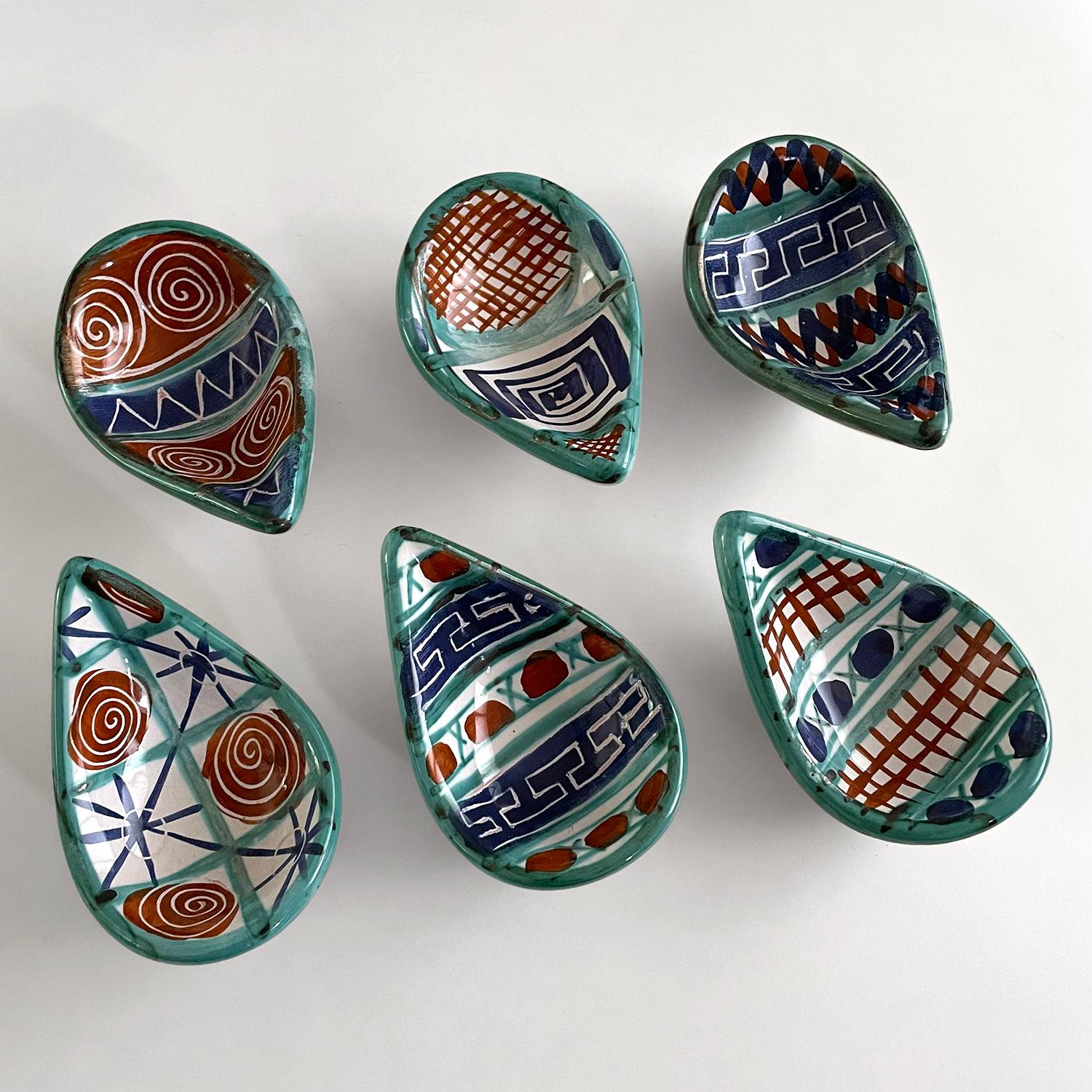 French Ceramic Teardrop Tapas Vessels by Robert Picault For Sale 7