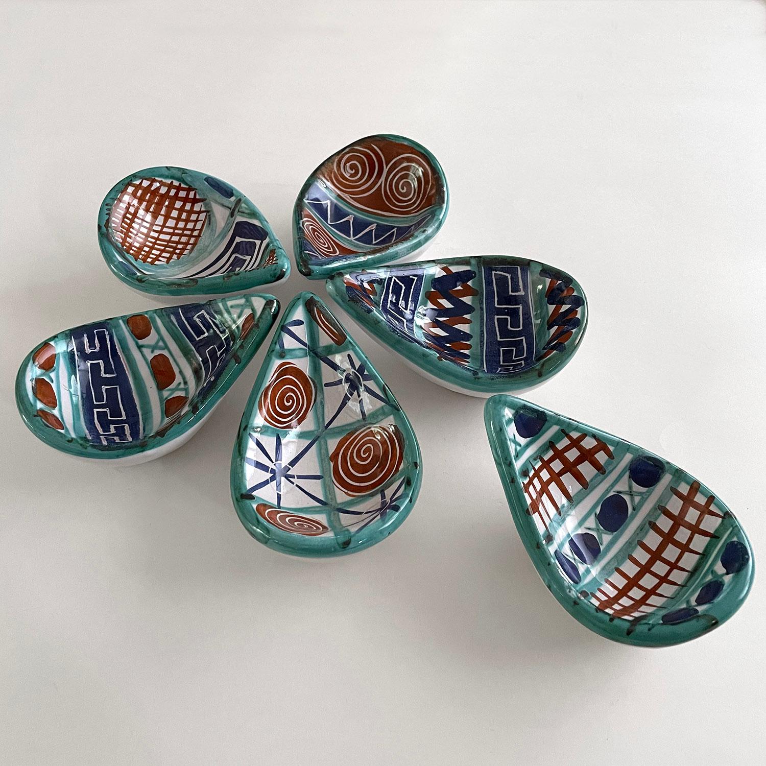 French Ceramic Teardrop Tapas Vessels by Robert Picault In Good Condition For Sale In Los Angeles, CA