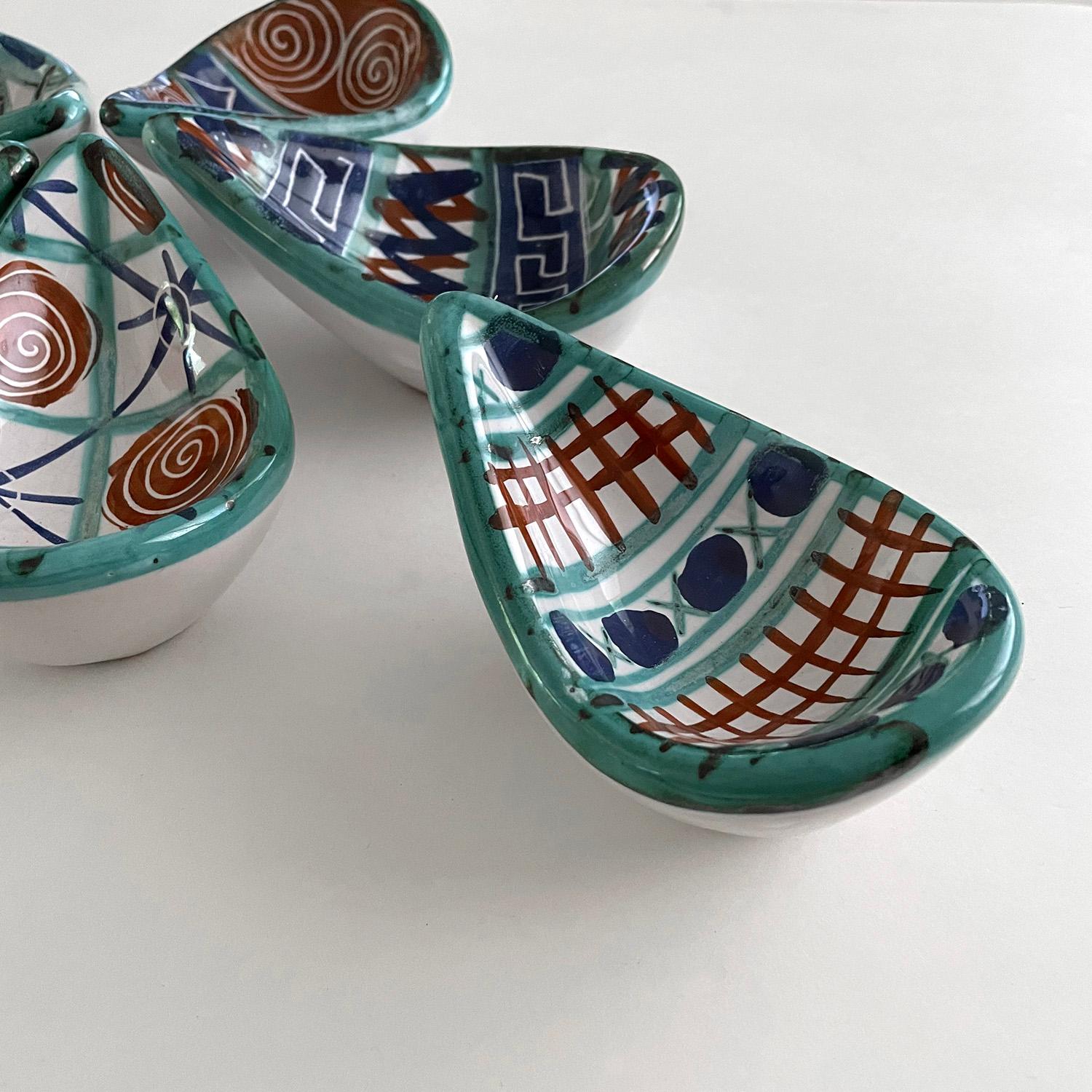 Mid-20th Century French Ceramic Teardrop Tapas Vessels by Robert Picault For Sale