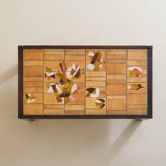 Tavolino con mosaico di uccelli in piastrelle di ceramica francese di Roger Capron, anni ’60