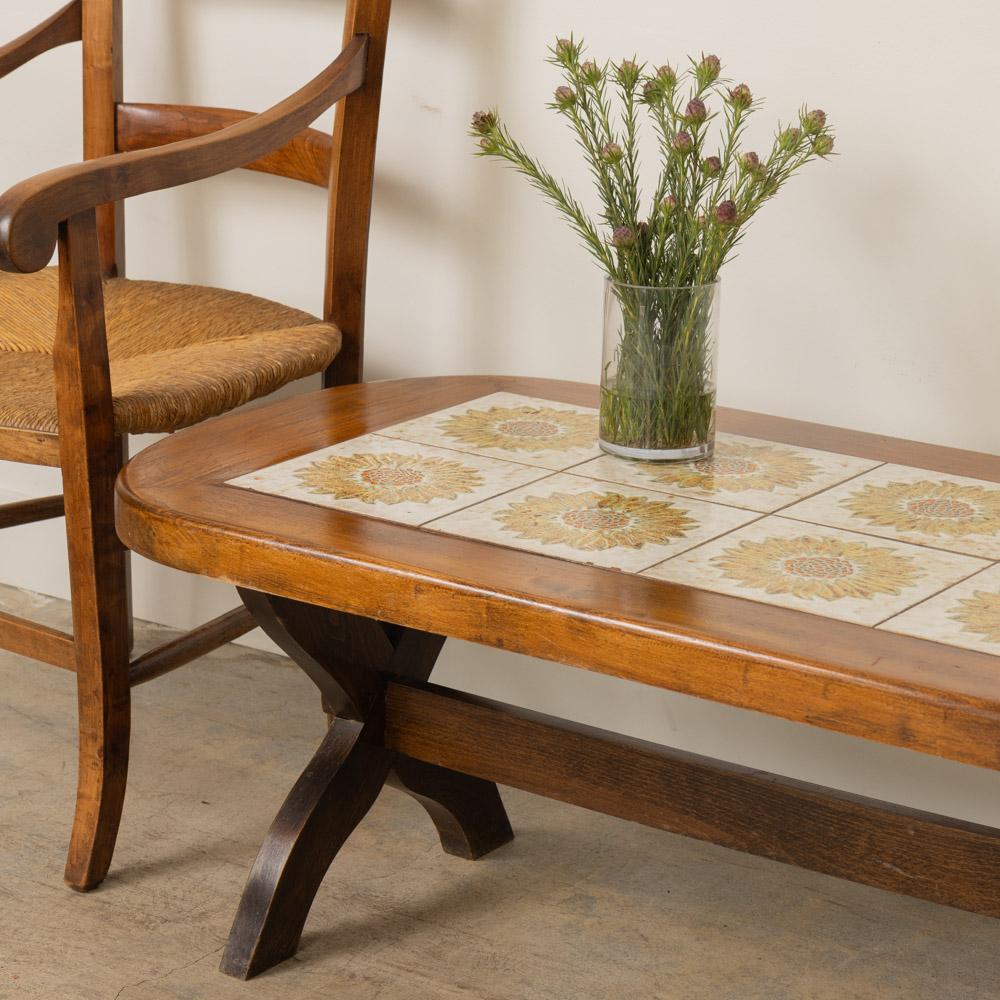 French Ceramic Tile Coffee Table In Good Condition For Sale In Los Angeles, CA