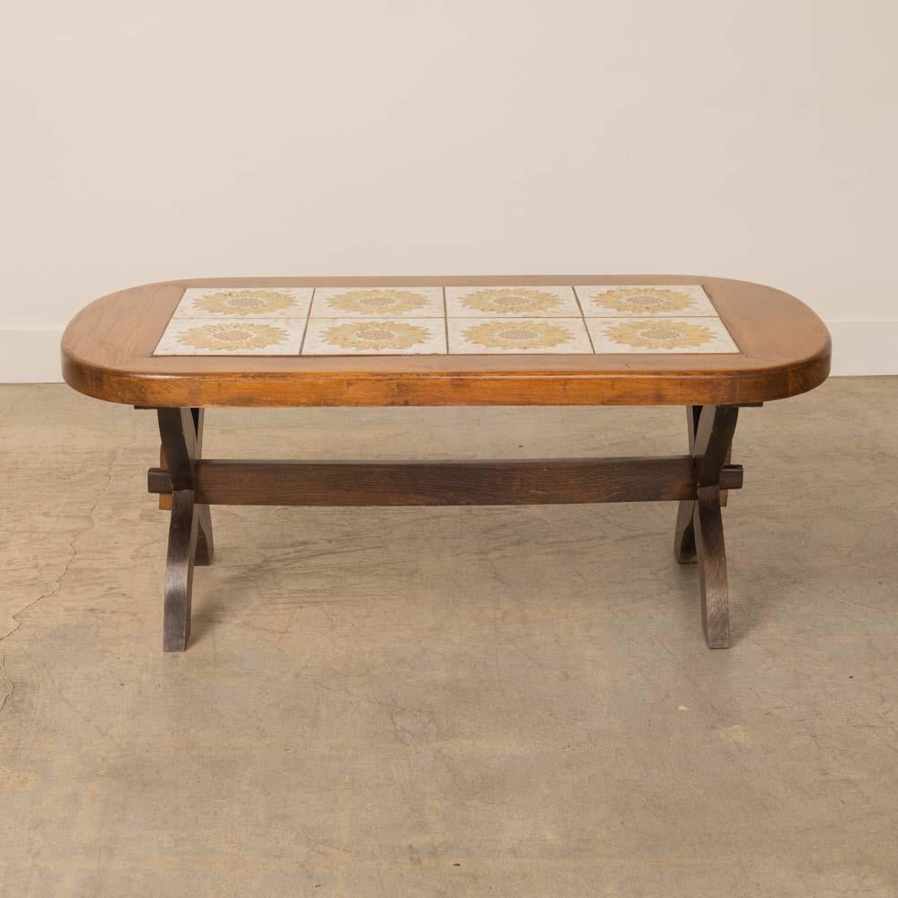 20th Century French Ceramic Tile Coffee Table For Sale