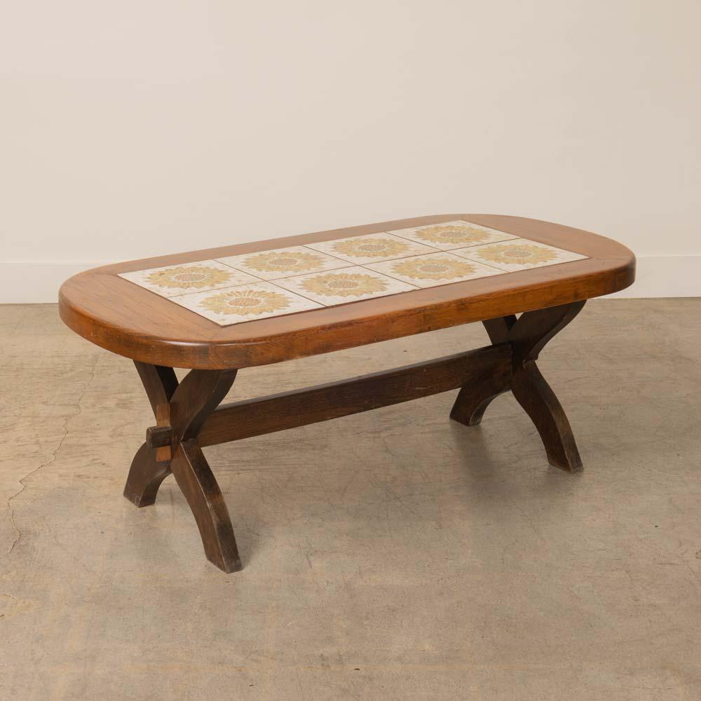 French Ceramic Tile Coffee Table For Sale 1