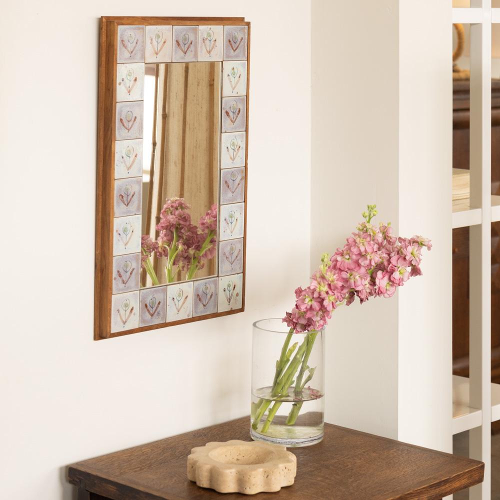 French Ceramic Tile Mirror In Good Condition In Los Angeles, CA