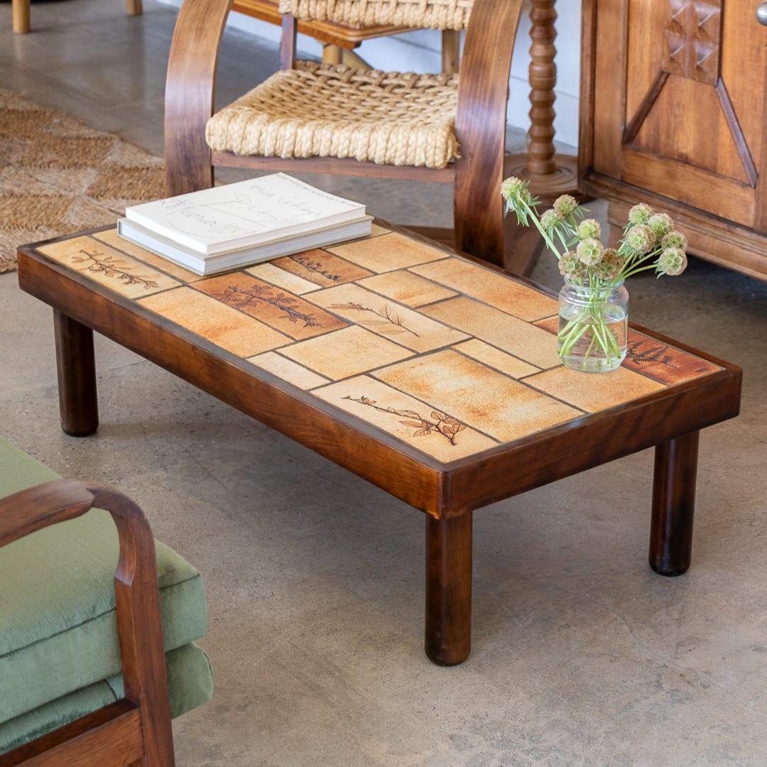 French Ceramic Tile Table by Vallauris In Good Condition For Sale In Los Angeles, CA