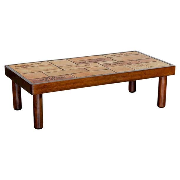 French Ceramic Tile Table by Vallauris at 1stDibs