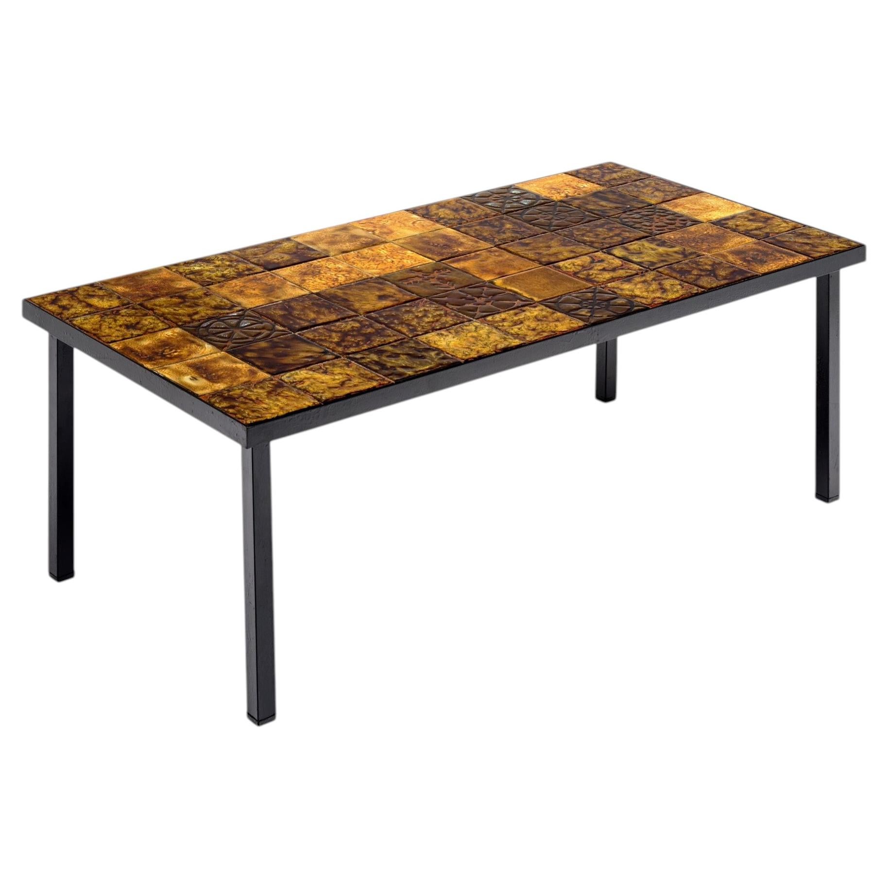 French Ceramic Tiled Coffee Table from Vallauris, Circa 1970