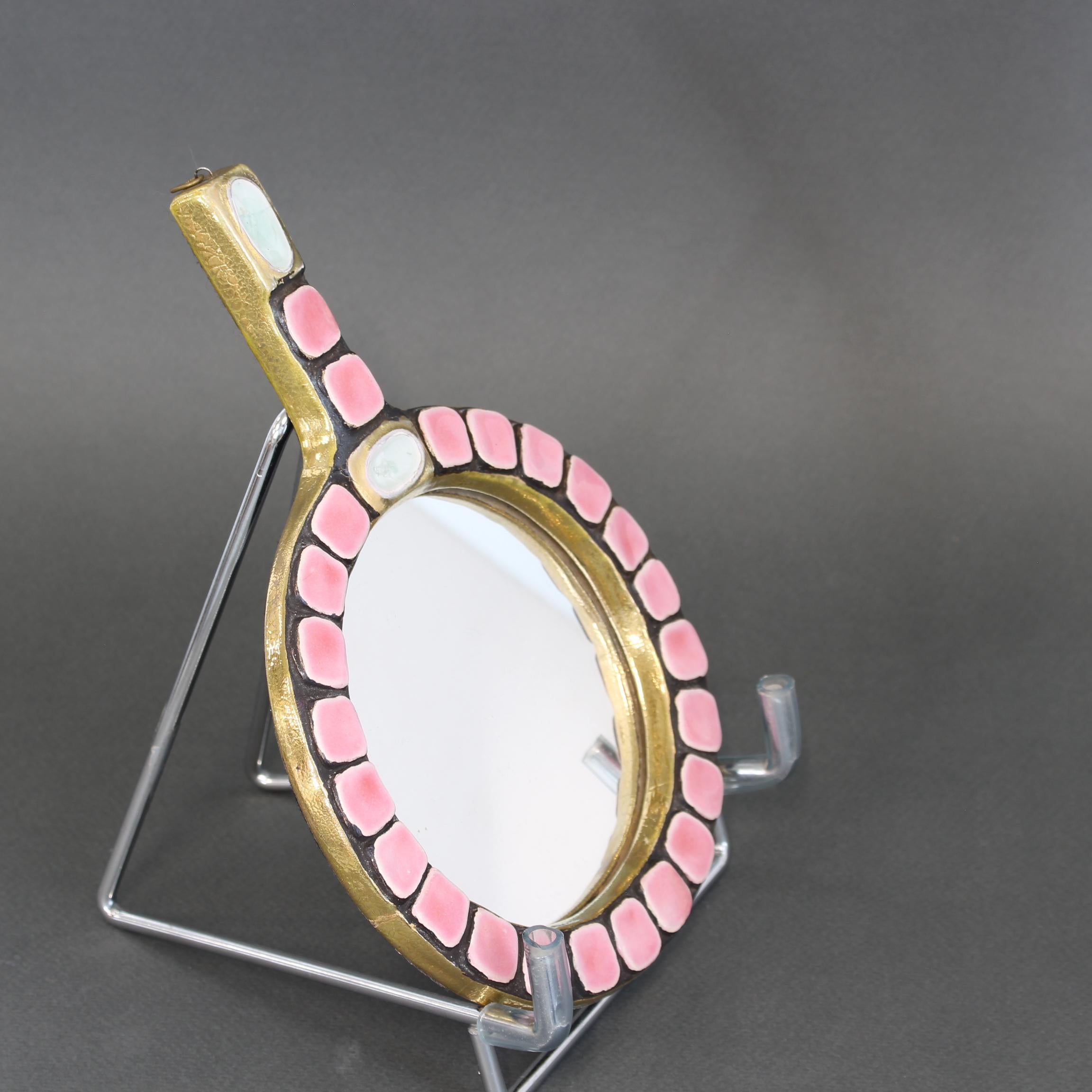 French Ceramic Tiled Hand Mirror by Mithé Espelt (circa 1970s) 2