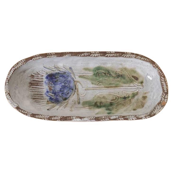 Plateau en céramique française d'Albert Thiry