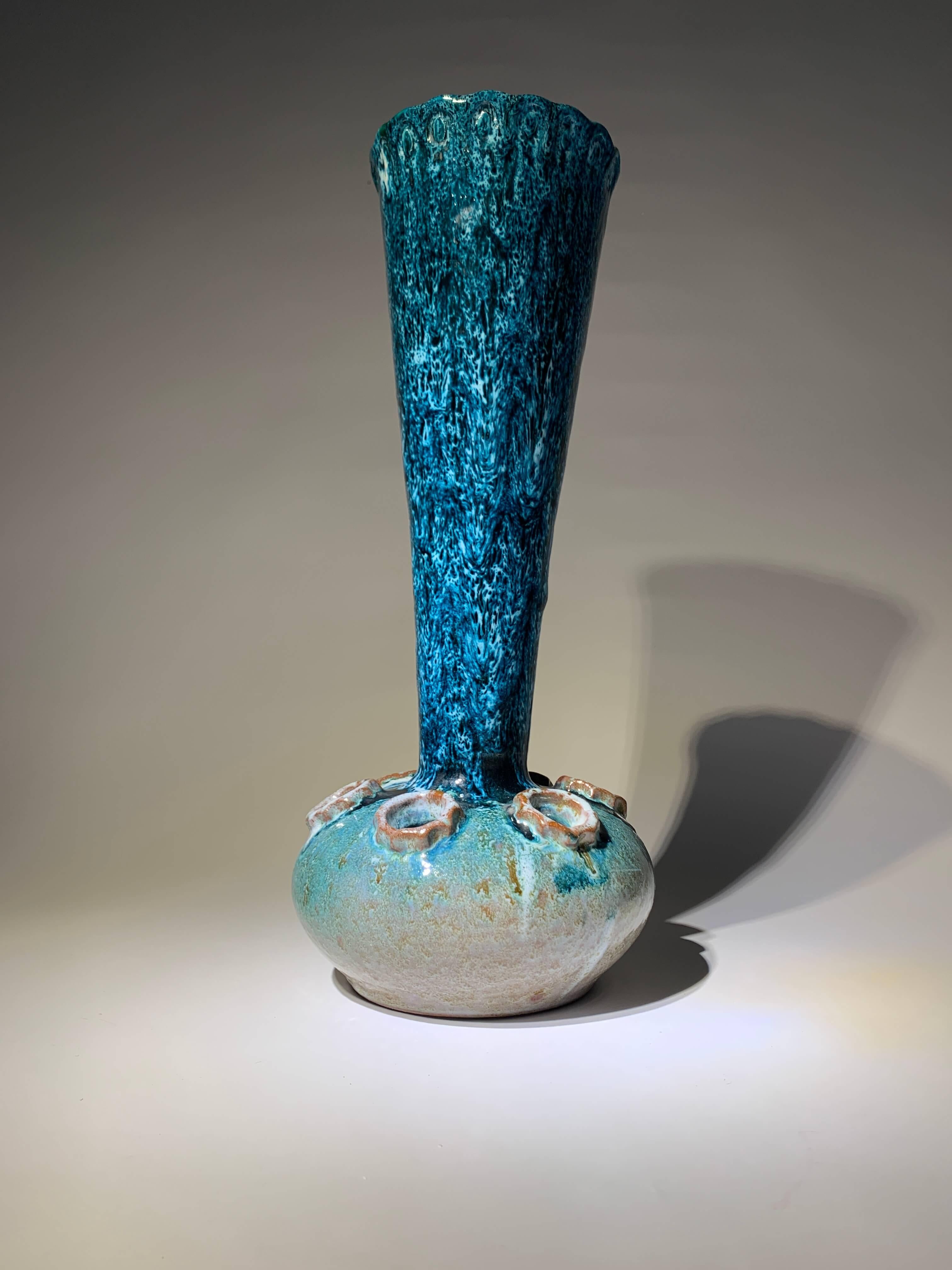 Hand-Crafted French ceramic Vallauris vase 1950 For Sale