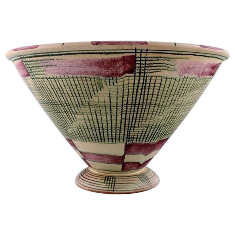 French Ceramic Vase, Stylish Design with Geometric Pattern, circa 1940