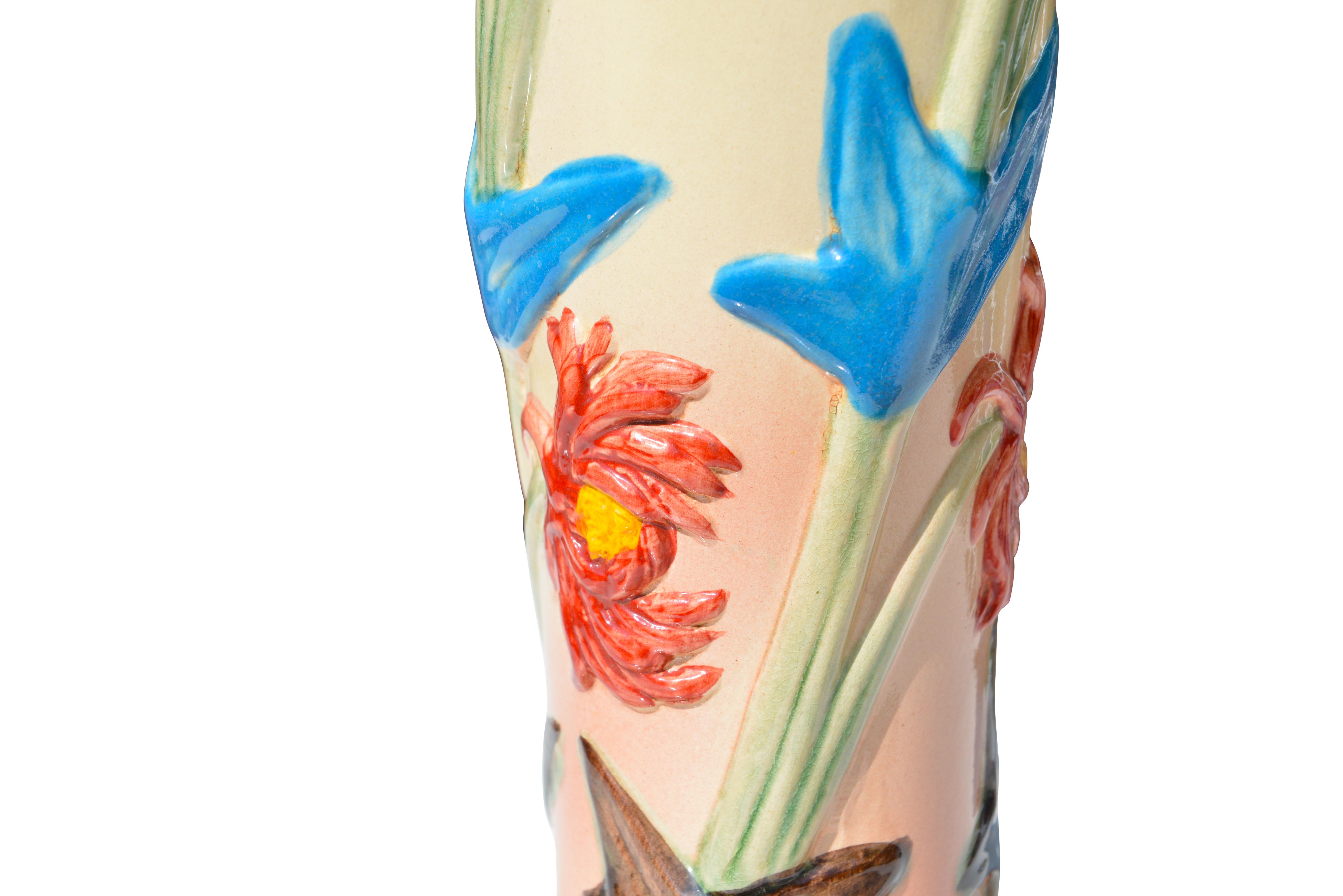 French Ceramic Vase with Flowers Motifs, circa 1900 For Sale 5
