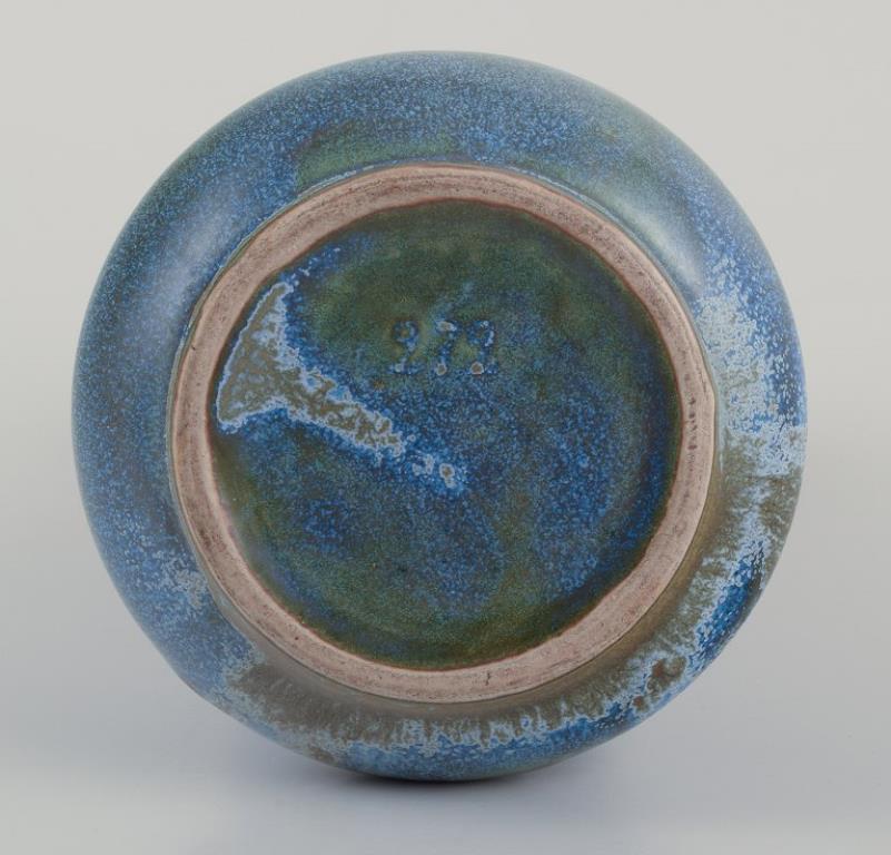 French ceramic vase with glaze in blue, green, and brown shades. 1930s/40s. For Sale 1