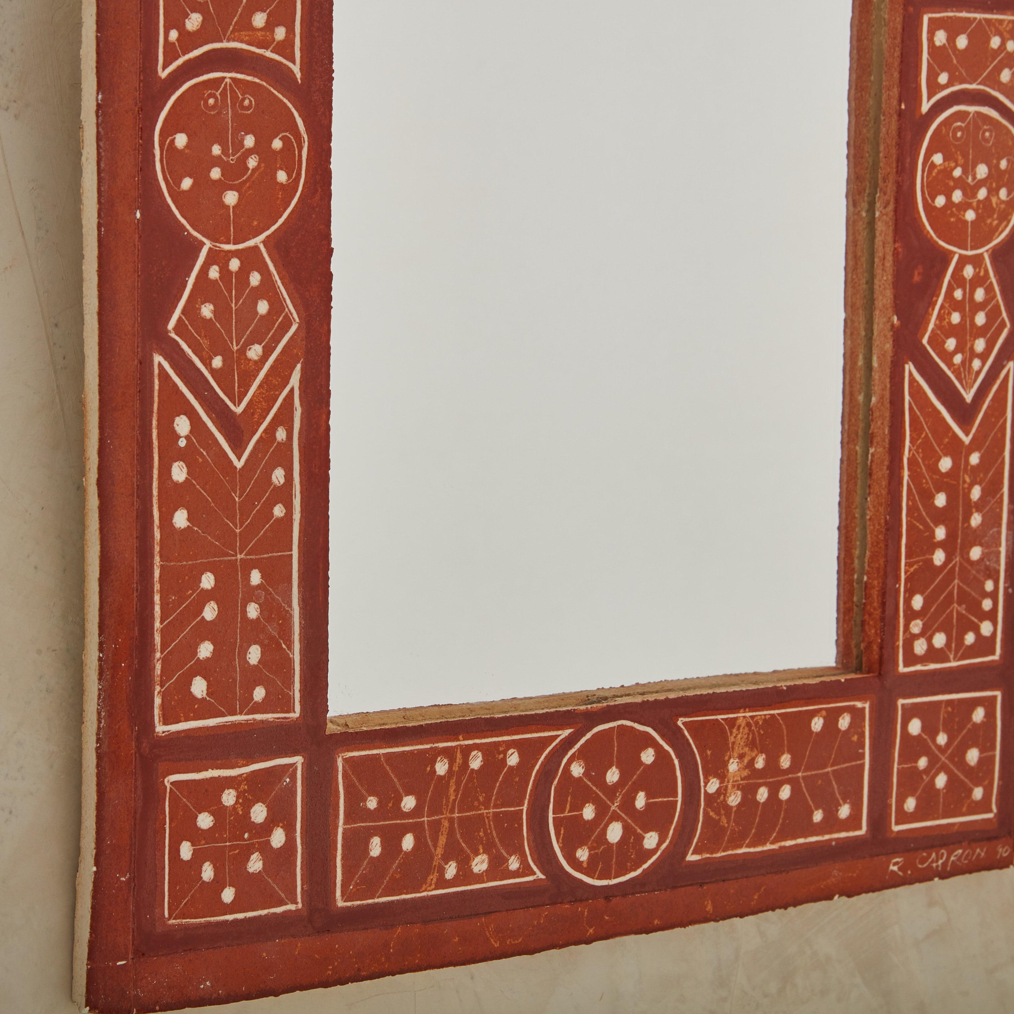 Mid-Century Modern Miroir mural en céramique de Roger Capron, années 1950 en vente