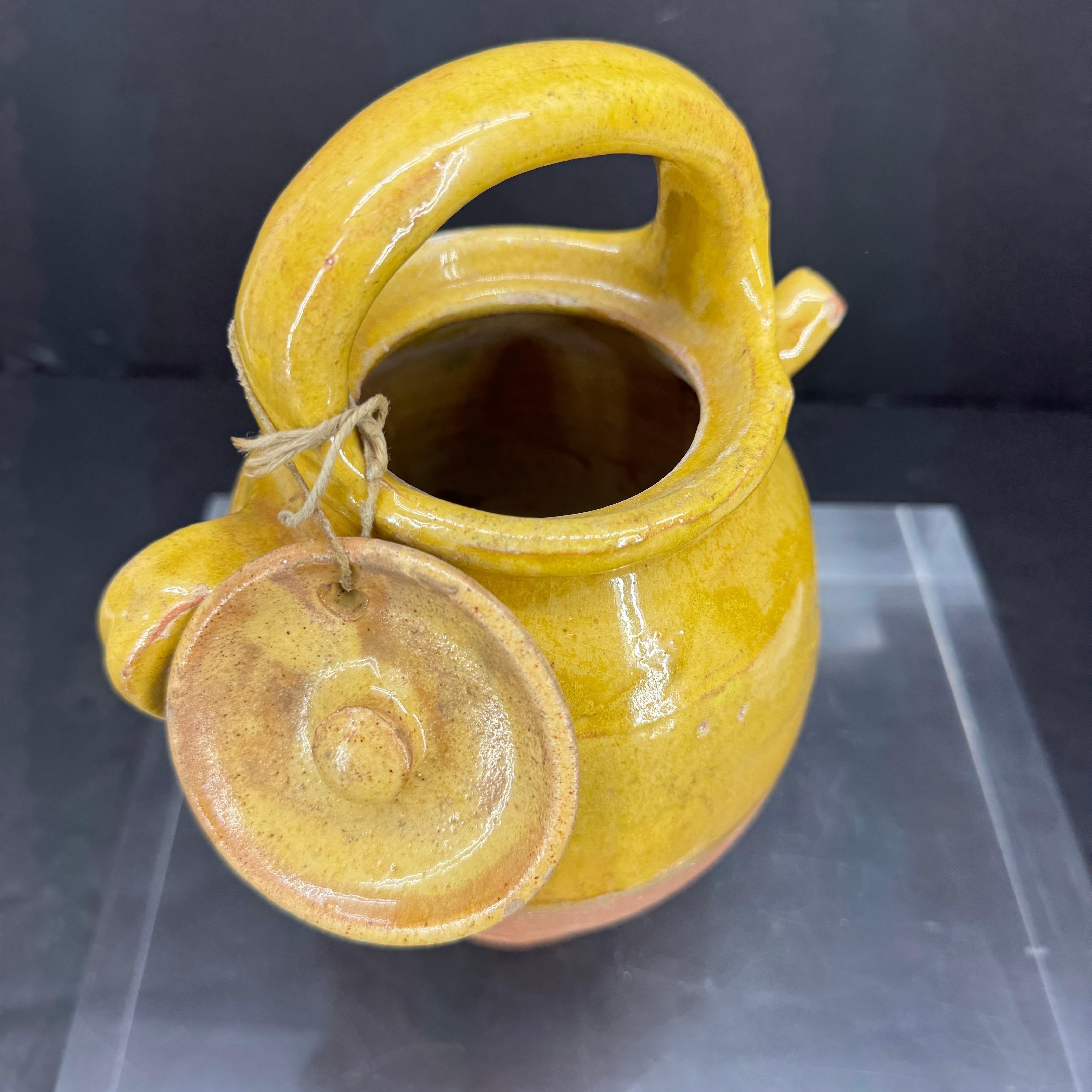 20th Century French Ceramic Water Cruche Jug with Handle and Lid
