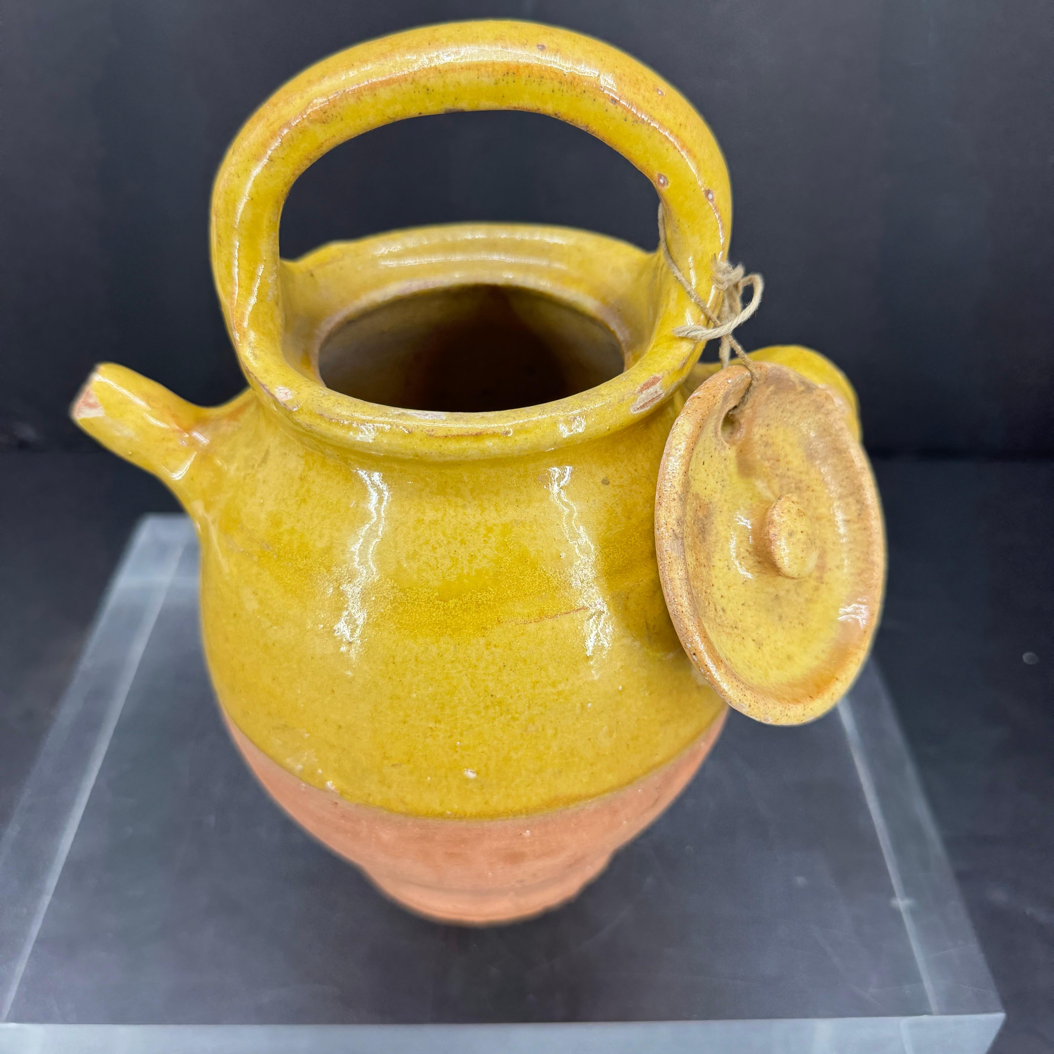 French Ceramic Water Cruche Jug with Handle and Lid 2