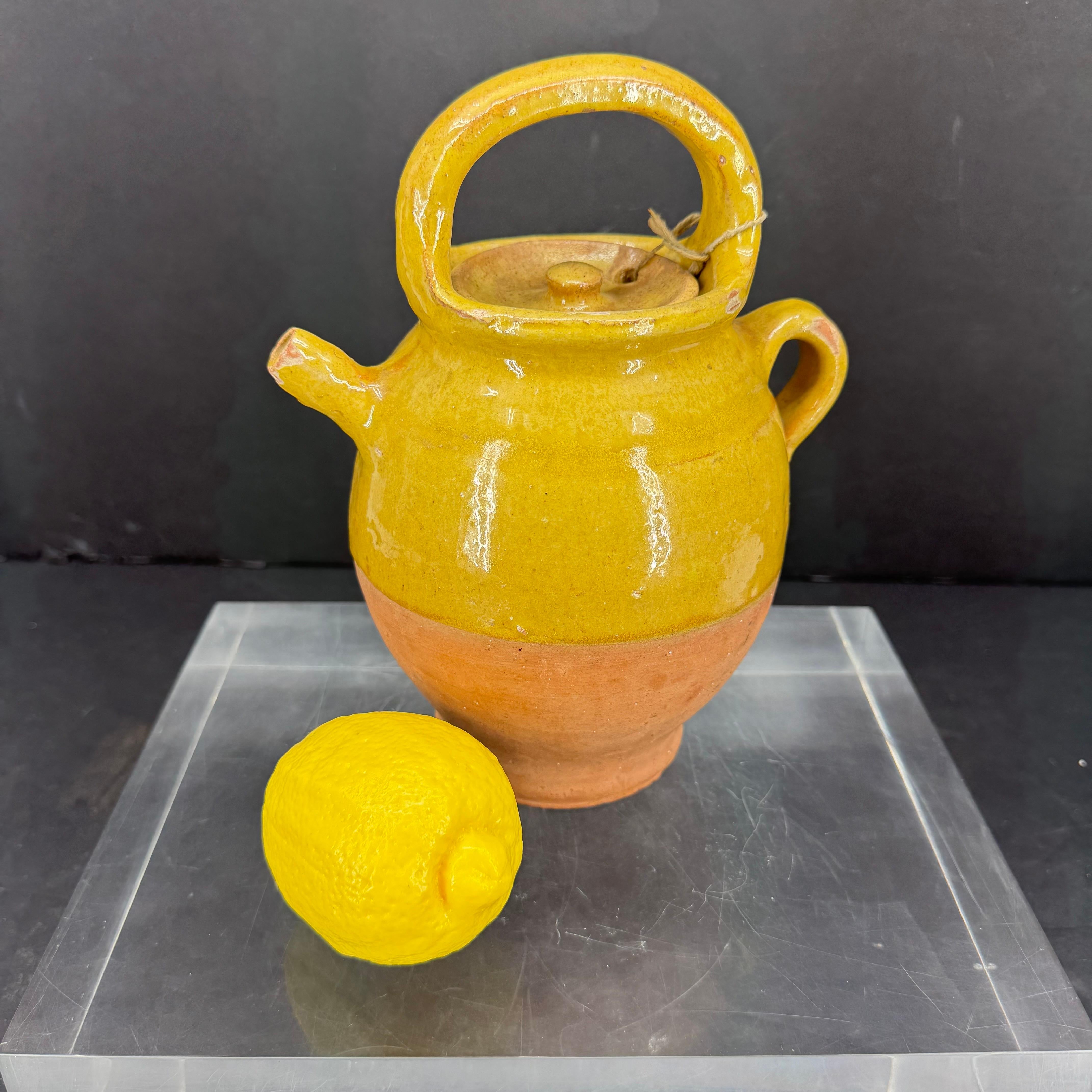 French Ceramic Water Cruche Jug with Handle and Lid 3