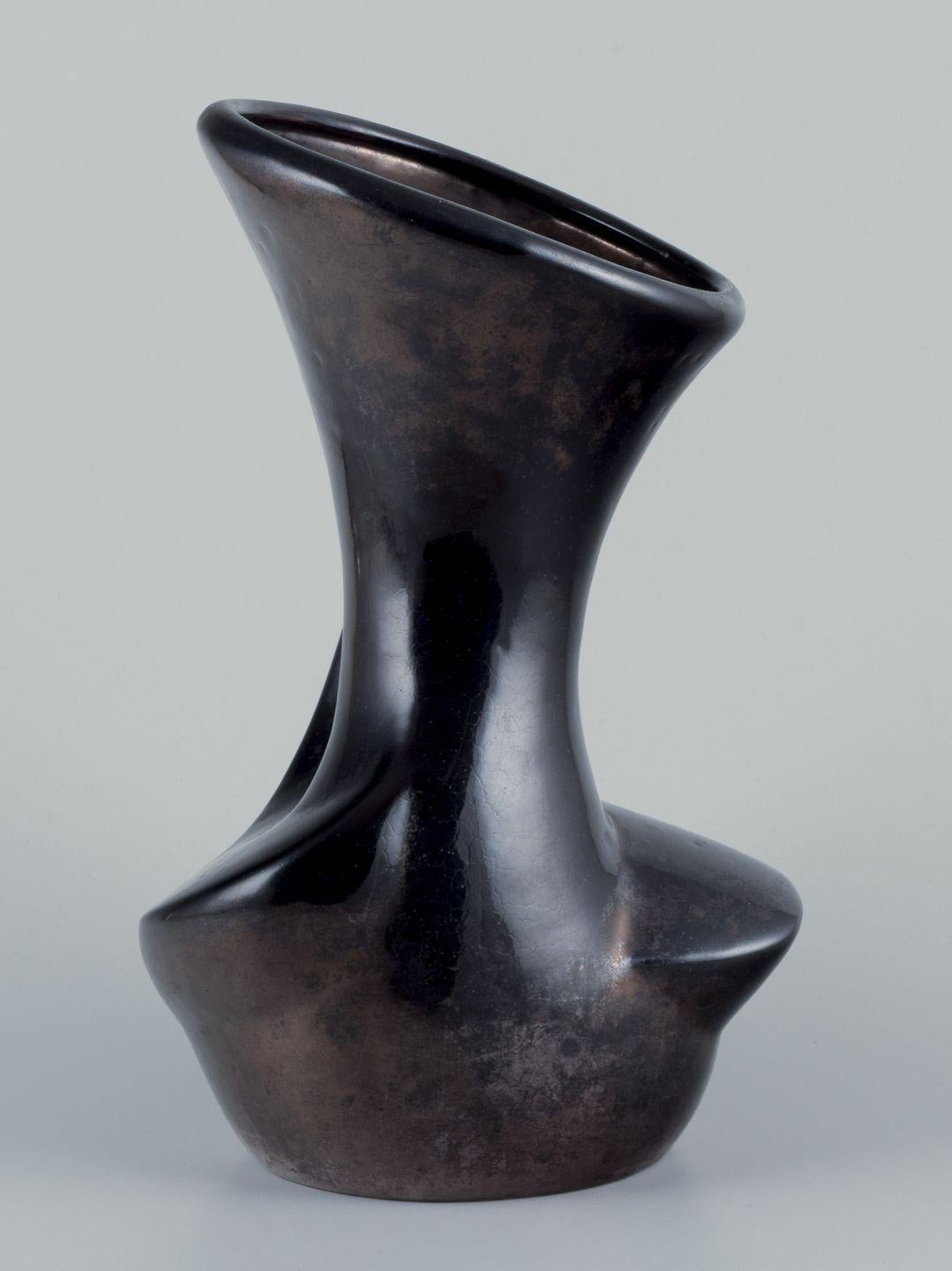 Organic Modern French ceramicist. Large ceramic vase. Organic shape. Probably from Biot. For Sale