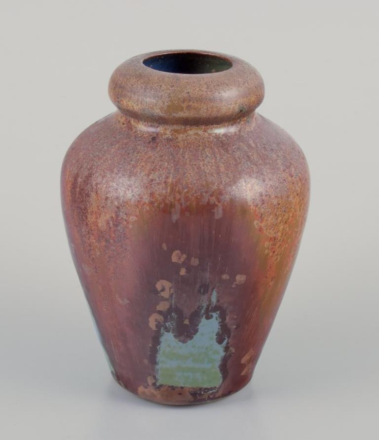 French ceramicist. Small ceramic vase with crystal glaze. 1960/70s.