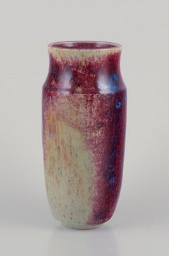 French ceramicist. Unique ceramic vase. Glaze in shades of blue-violet.