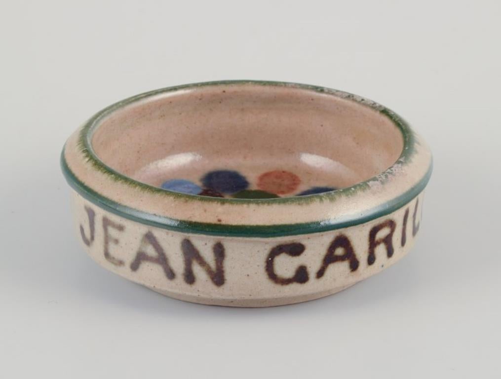 French ceramicists.
Three pieces of unique ceramics. Two ashtrays and a small bowl. 
Including Gres du Morvan and Elchinger et Cie. 
One ashtray in crystal glaze.
Mid-20th century.
Marked.
In perfect condition.
Jean Garrillon Poteries: D 8.5 cm x H