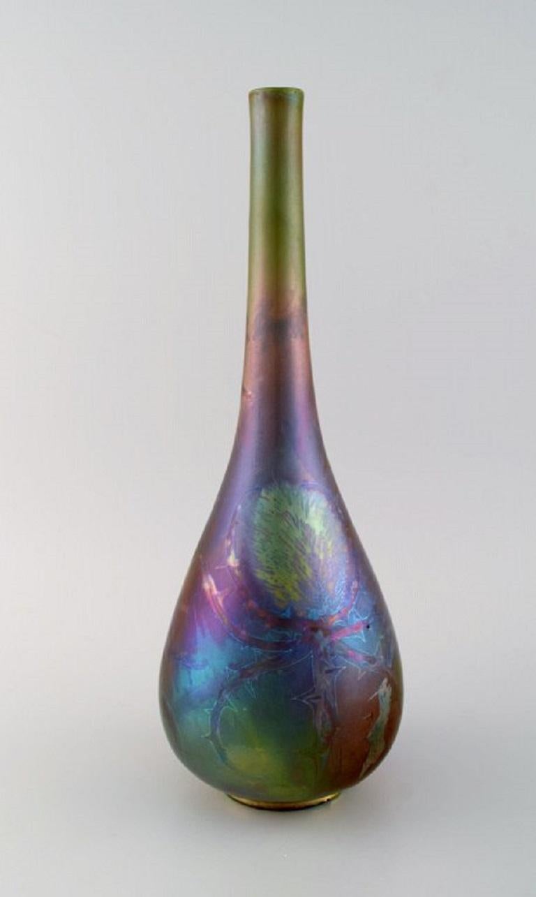 Art Nouveau French Ceramist, Antique Vase in Glazed Ceramics, Early 20th C For Sale
