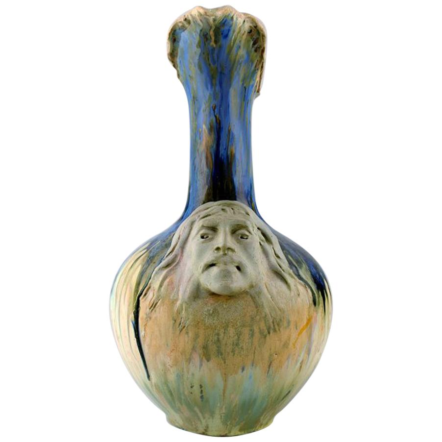 French Ceramist. Large Art Nouveau Pitcher, circa 1900