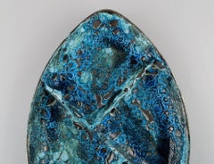 French Ceramist, Large Divided Serving Dish in Glazed Stoneware