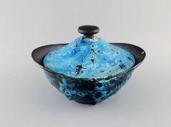 French Ceramist, Large Lidded Bowl in Glazed Stoneware