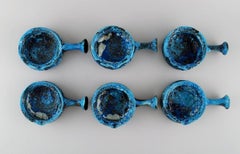 French Ceramist, Six Tapas Bowls in Glazed Stoneware, Mid-20th C