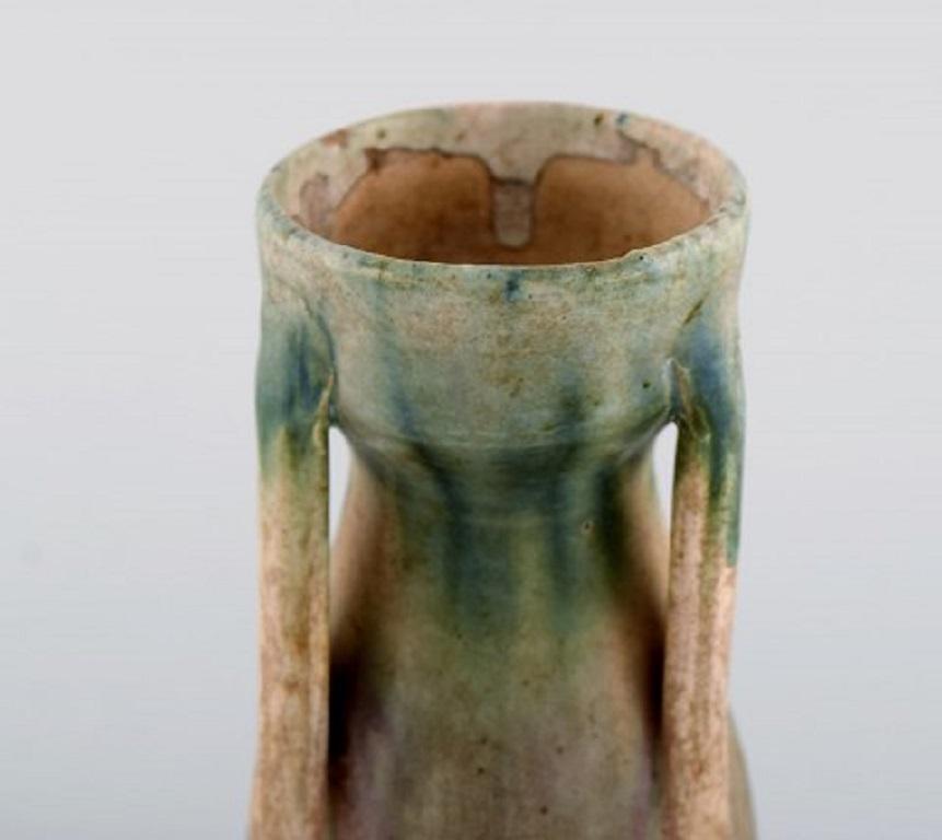 Mid-Century Modern French Ceramist, Unique Vase in Glazed Ceramics Beautiful Glaze Mid-20th Century For Sale