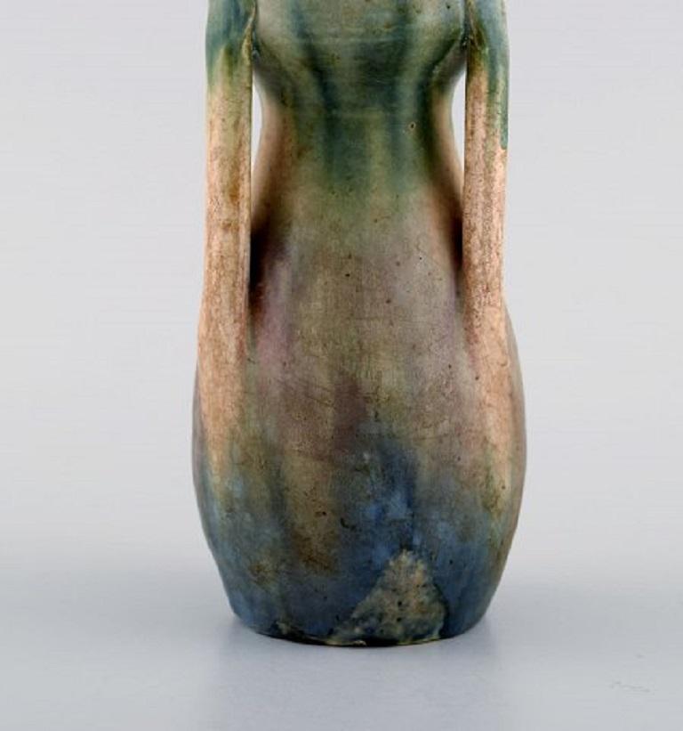 Français Céramiste française, vase unique en céramique émaillée magnifique glaçure, milieu du 20e siècle en vente