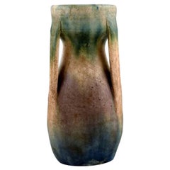 French Ceramist, Unique Vase in Glazed Ceramics Beautiful Glaze Mid-20th Century
