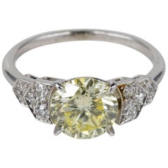 French Certified 2.0 Carat Plus Natural Fancy Yellow Platinum Ring