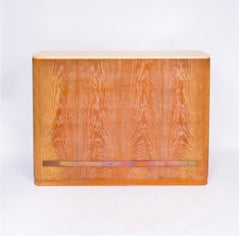 French Cerused Art Deco Style Oak Bar  with Bar stools
