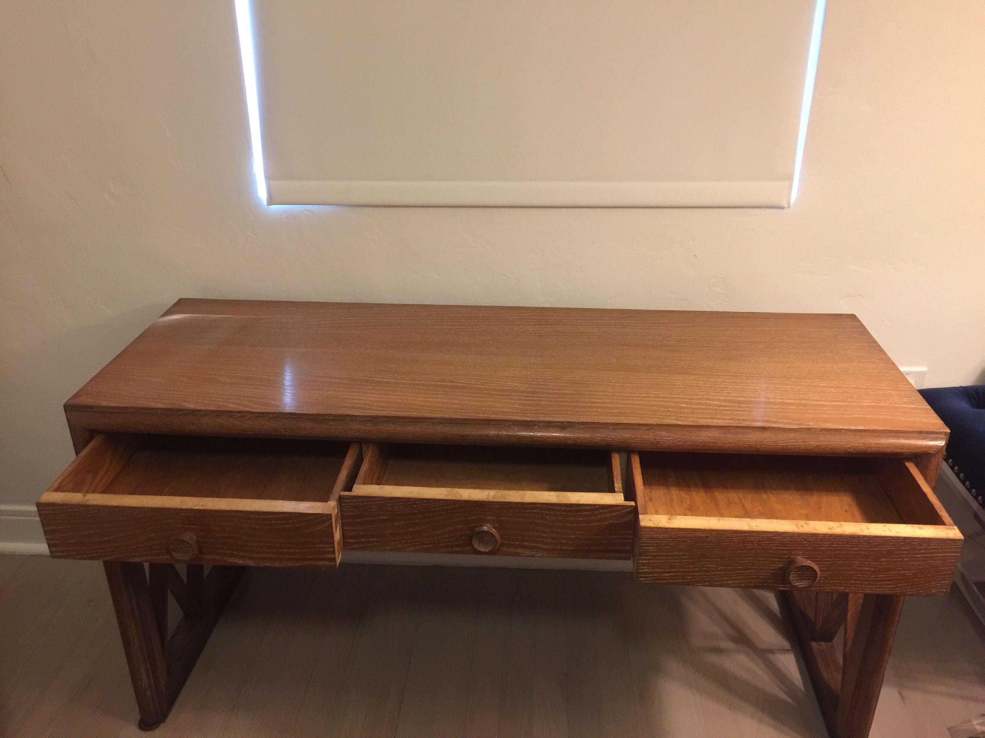 Mid-20th Century French Cerused Oak Console