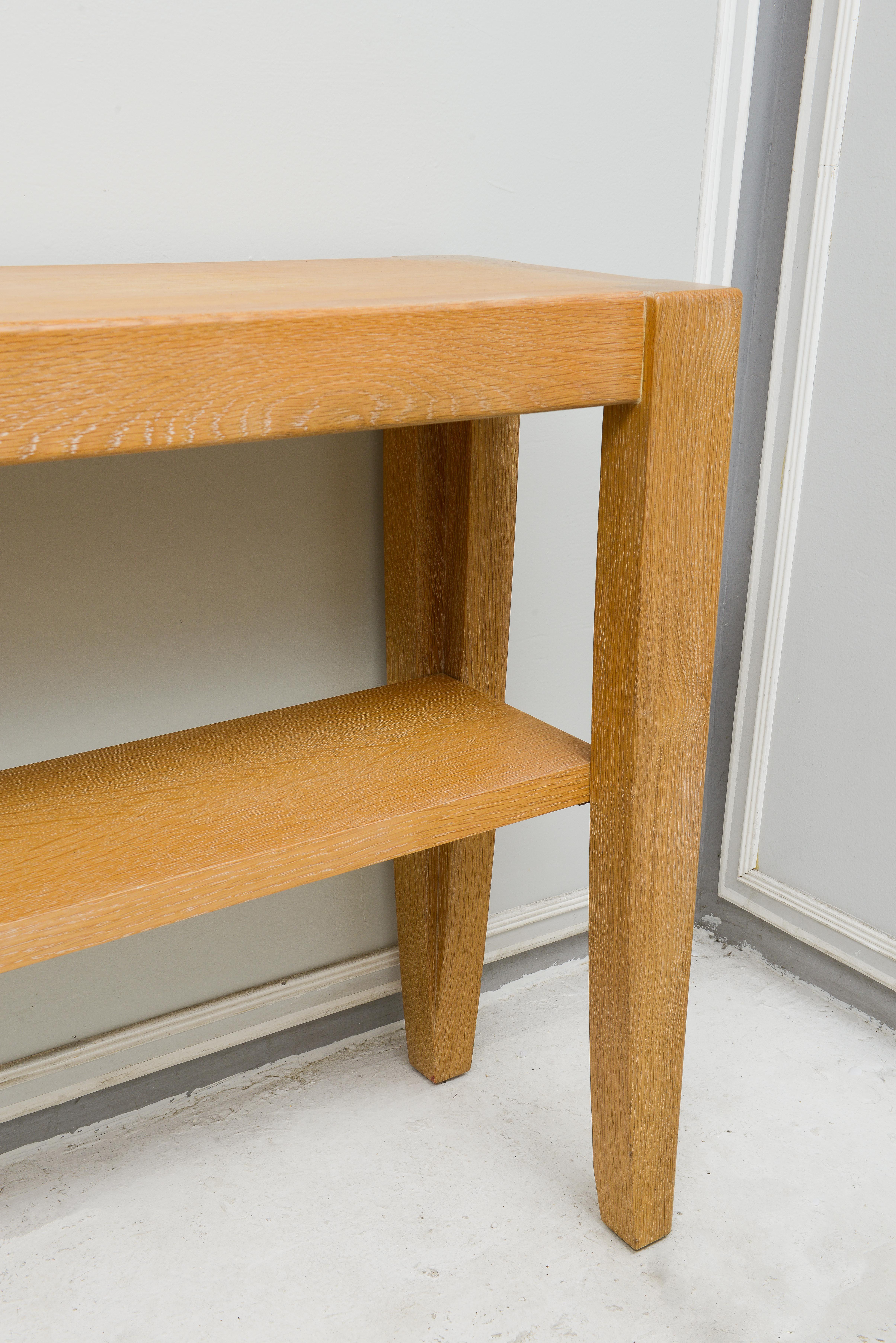 French Cerused Oak Console with Shelf 1