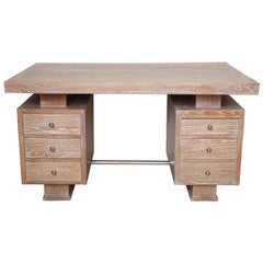 French Cerused Oak Desk in the Manner of Jacques Adnet