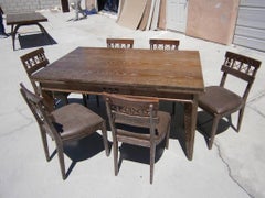 French Cerused Oak Dining Suite Attributed to Charles Dudouyt