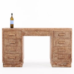 French Cerused Oak Double Pedestal Desk, C. 1940.