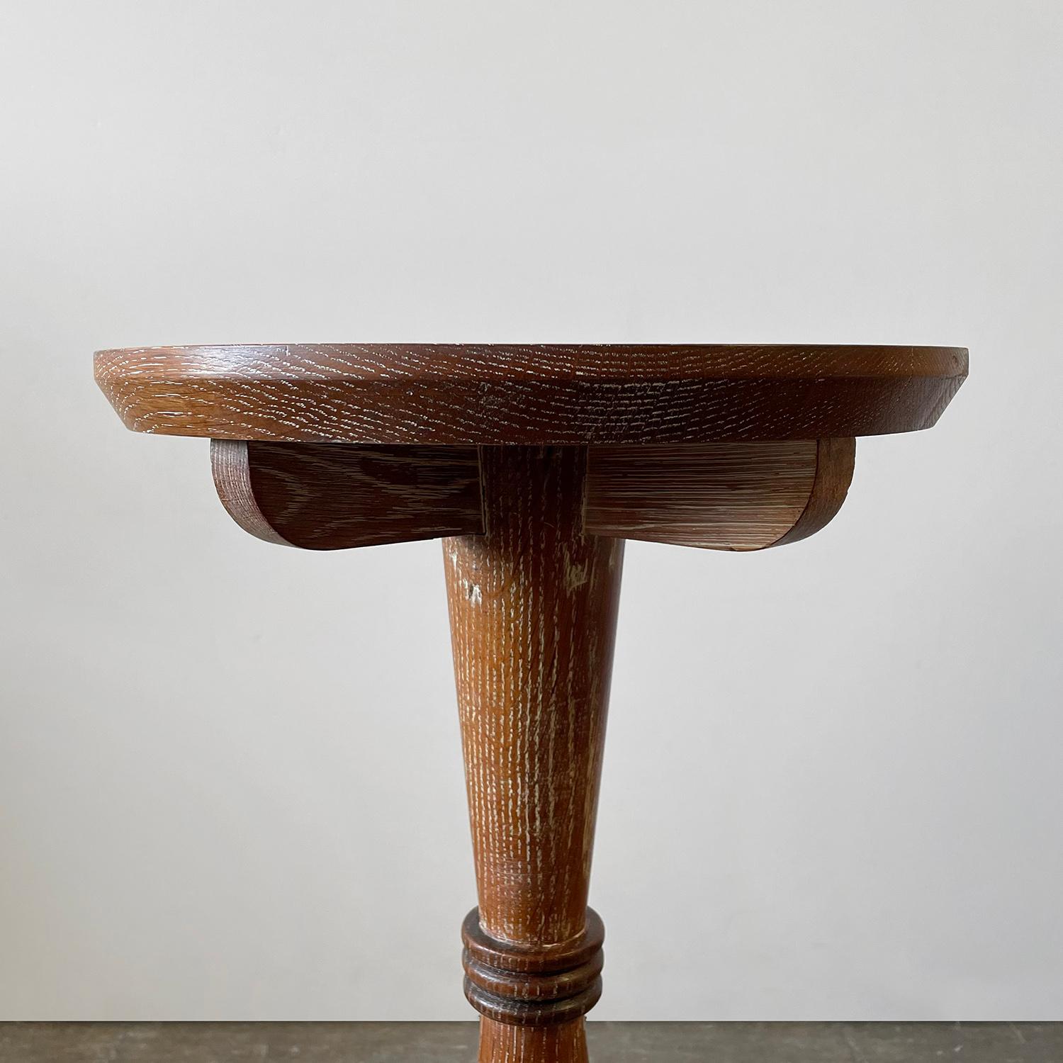 Mid-20th Century French Cerused Oak Pedestal Table For Sale