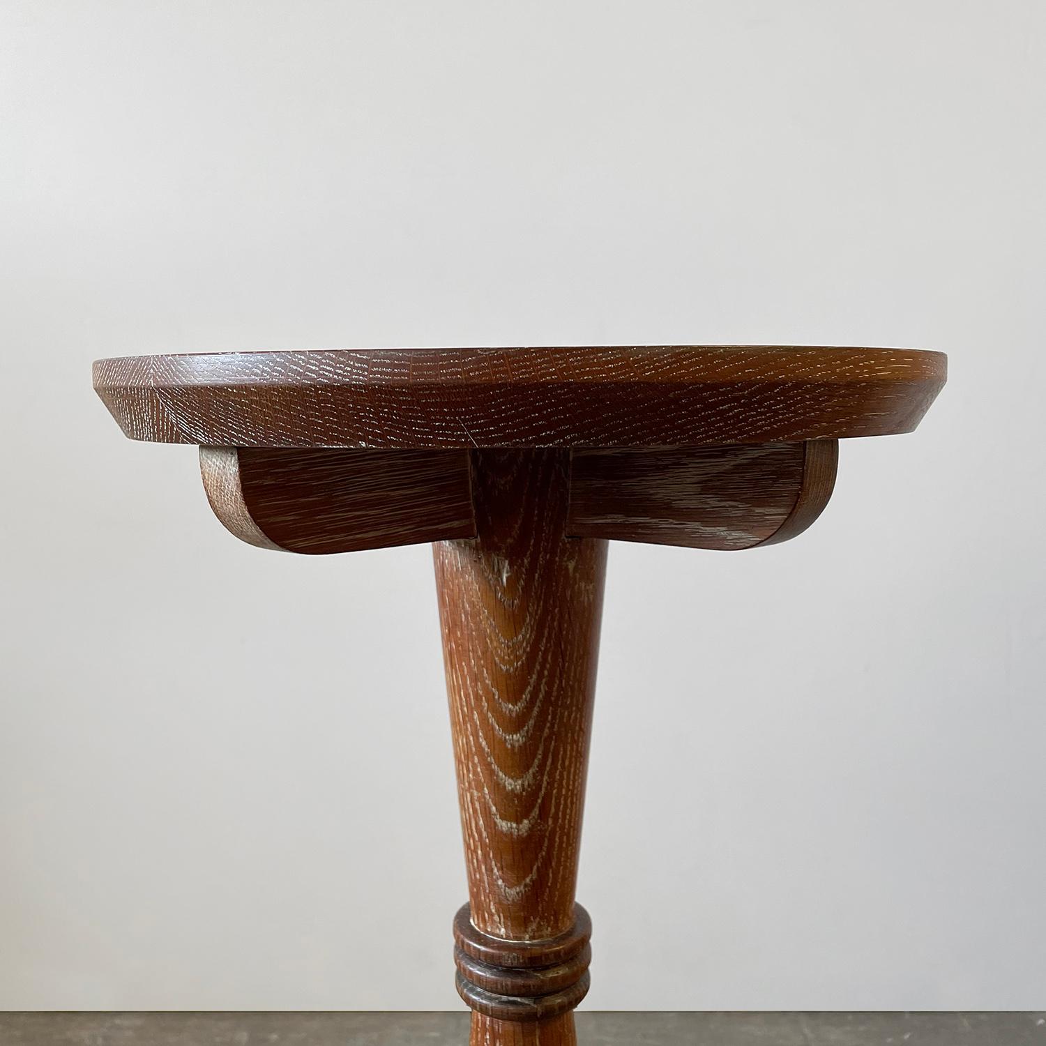 French Cerused Oak Pedestal Table For Sale 1