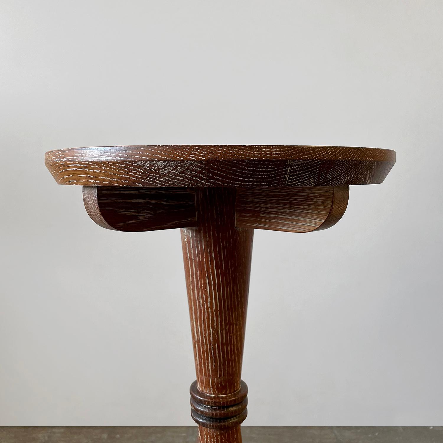 French Cerused Oak Pedestal Table For Sale 2