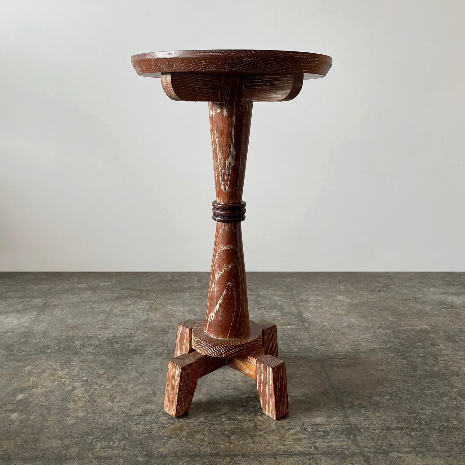 French Cerused Oak Pedestal Table For Sale 4