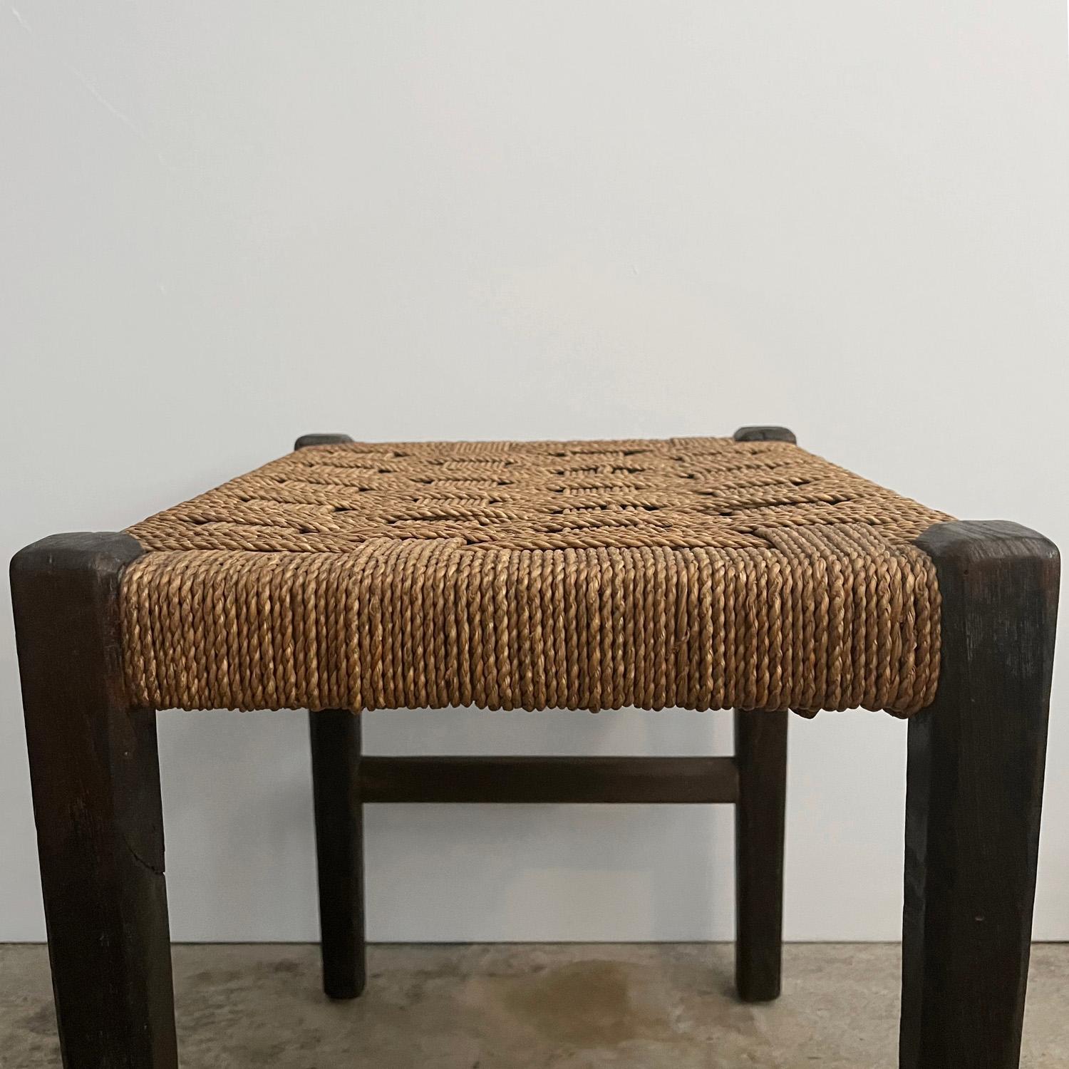 20th Century French Cerused Oak & Rope Stool in the style of Francis Jourdain For Sale