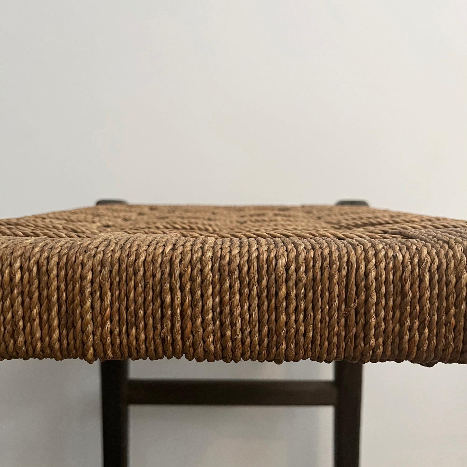 French Cerused Oak & Rope Stool in the style of Francis Jourdain For Sale 1